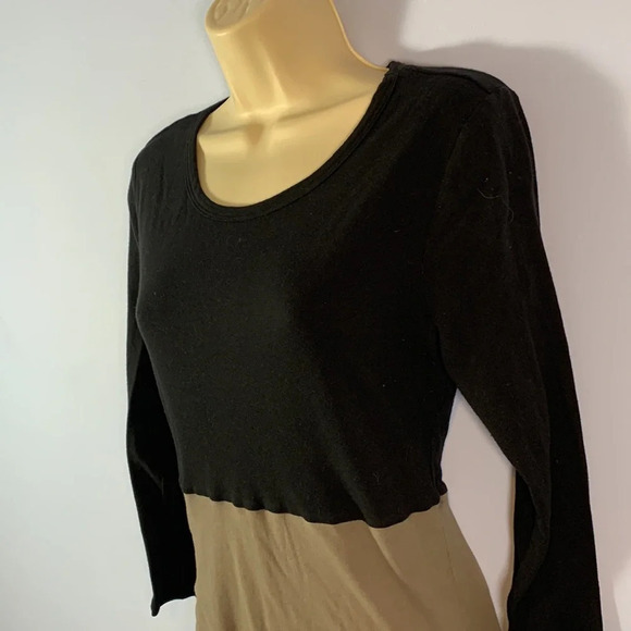Standard James Perse long sleeve color block  ruched gray dress sz 4 /XL cotton - Picture 3 of 11